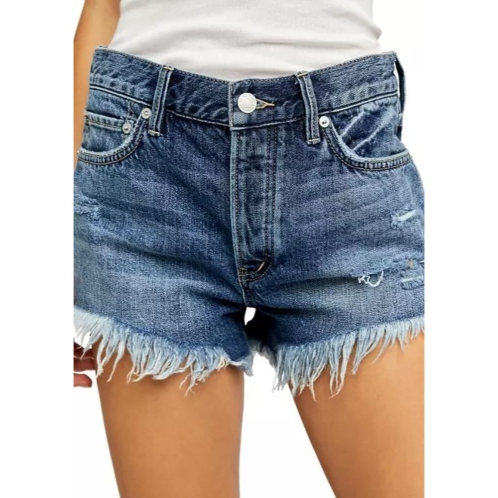 Free People NWT Loving Good Vibrations Shorts in Mid Indigo Size 26